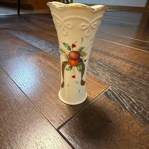 Lenox holiday‎ tartan bud vase plaid Ralph Lauren Christmas cream fruit gold rim
